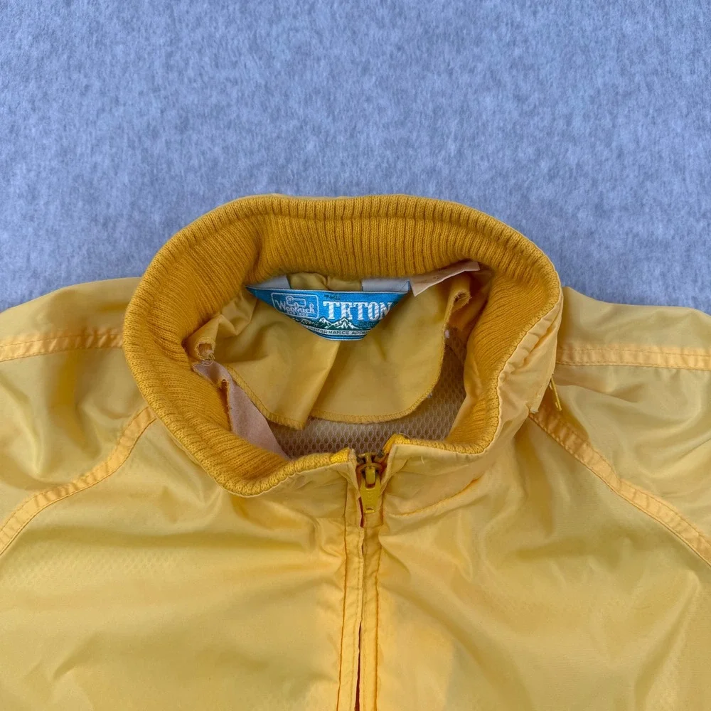 Vintage Woolrich Jacket Mens Medium Yellow Windbreaker Nylon Zip Up Teton Group